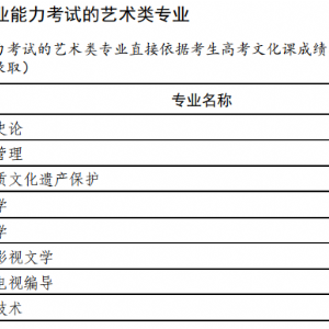 普通高等學校藝術類考試招生本科專業目錄（試行）